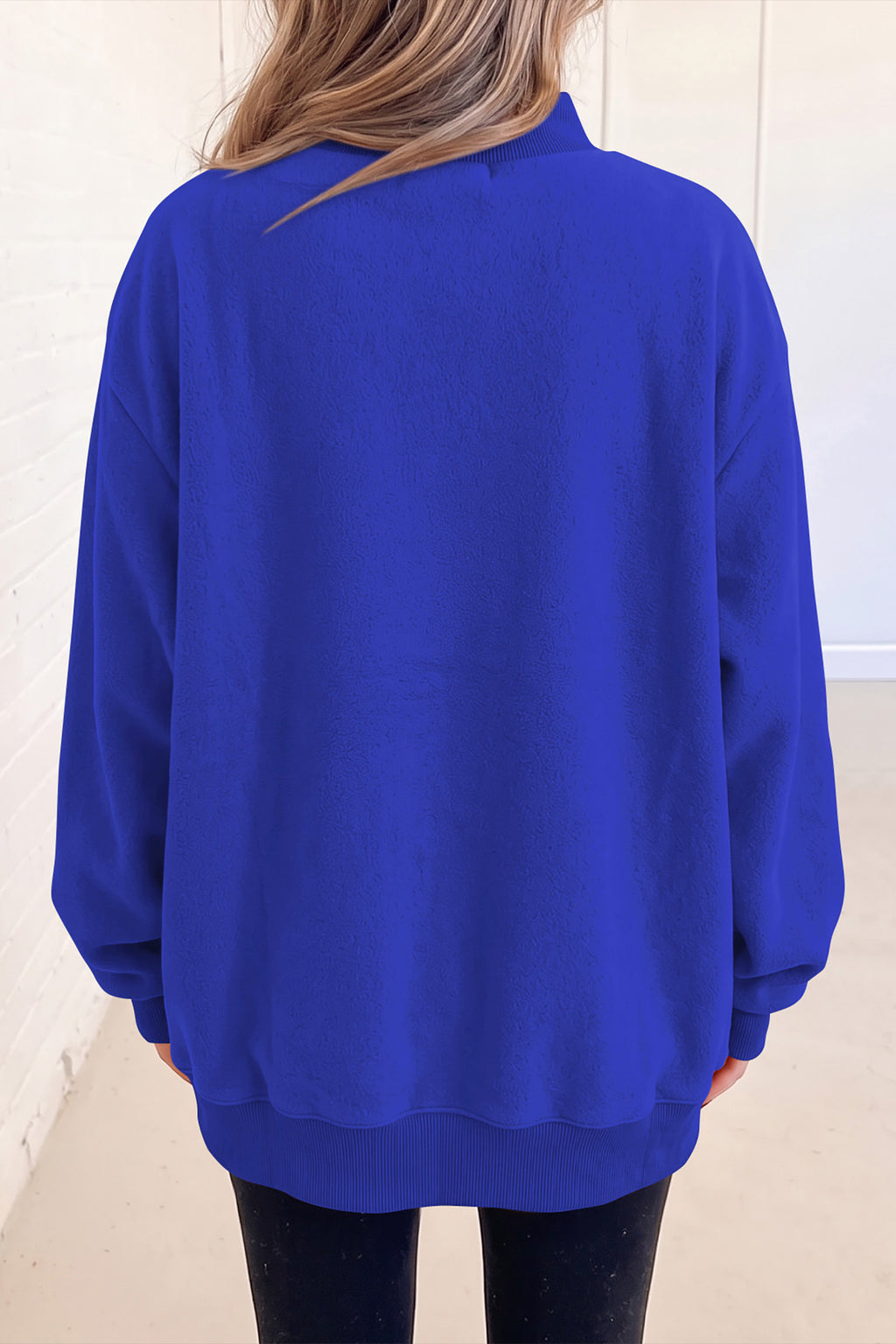 Red Dahlia Oversize Drop Shoulder Reversible Mock Neck Sweatshirt
