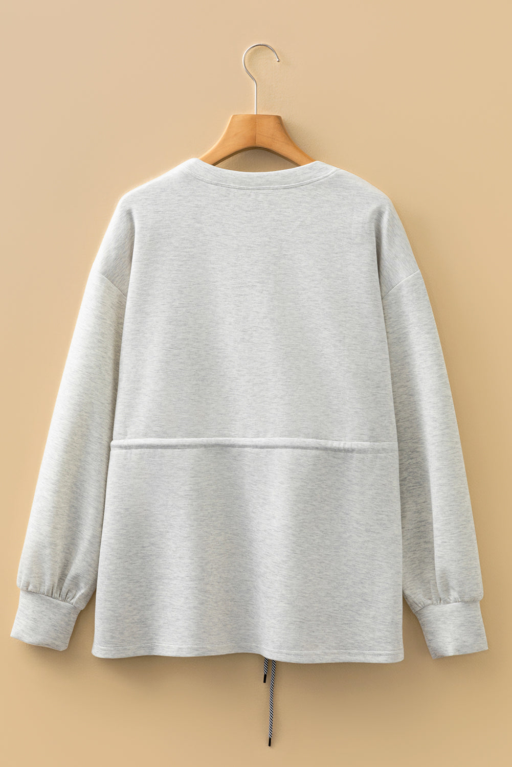 Light Grey Drawstring Waist Tunic Solid Sweatshirt