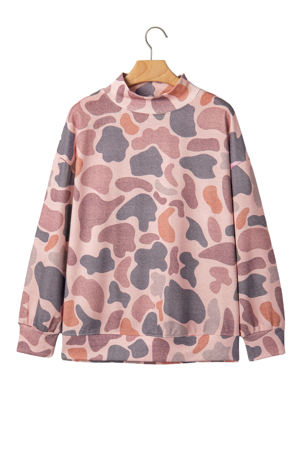 Sky Blue Camouflage Western Style Pullover Sweatshirt