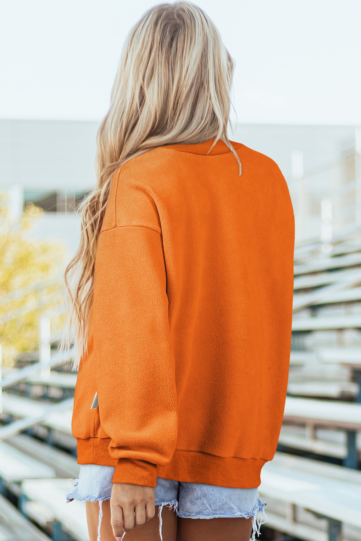 Red Dahlia Oversize Drop Shoulder Reversible Mock Neck Sweatshirt