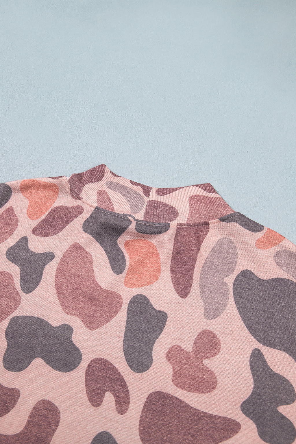Sky Blue Camouflage Western Style Pullover Sweatshirt