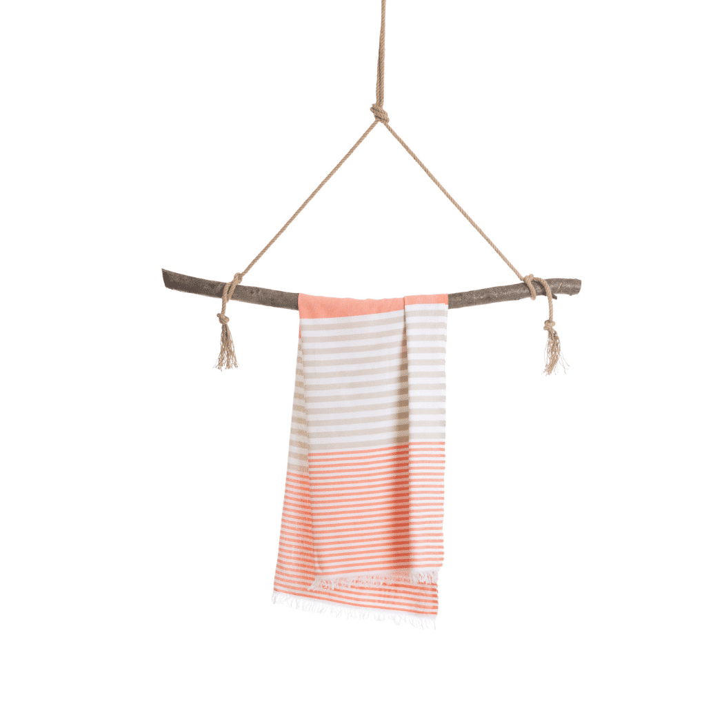 Beach Pool Hammam Towel, Orange Beige in Gift Box
