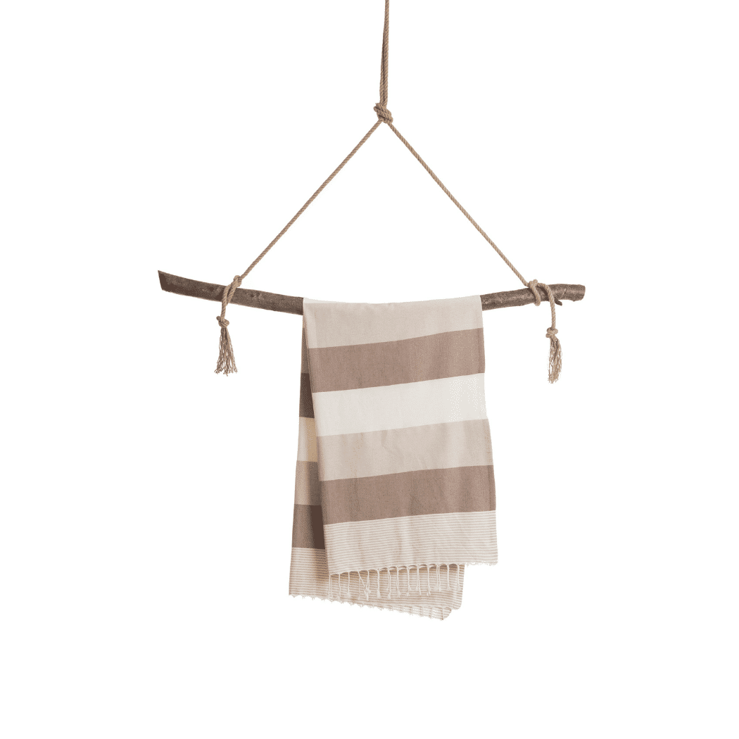 Beach Pool Hammam Towel, Beige - Brown in Gift Box