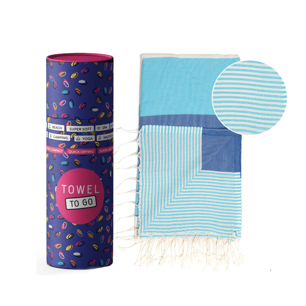 Beach Pool Hammam Towel, Blue Turquoise in Gift Box