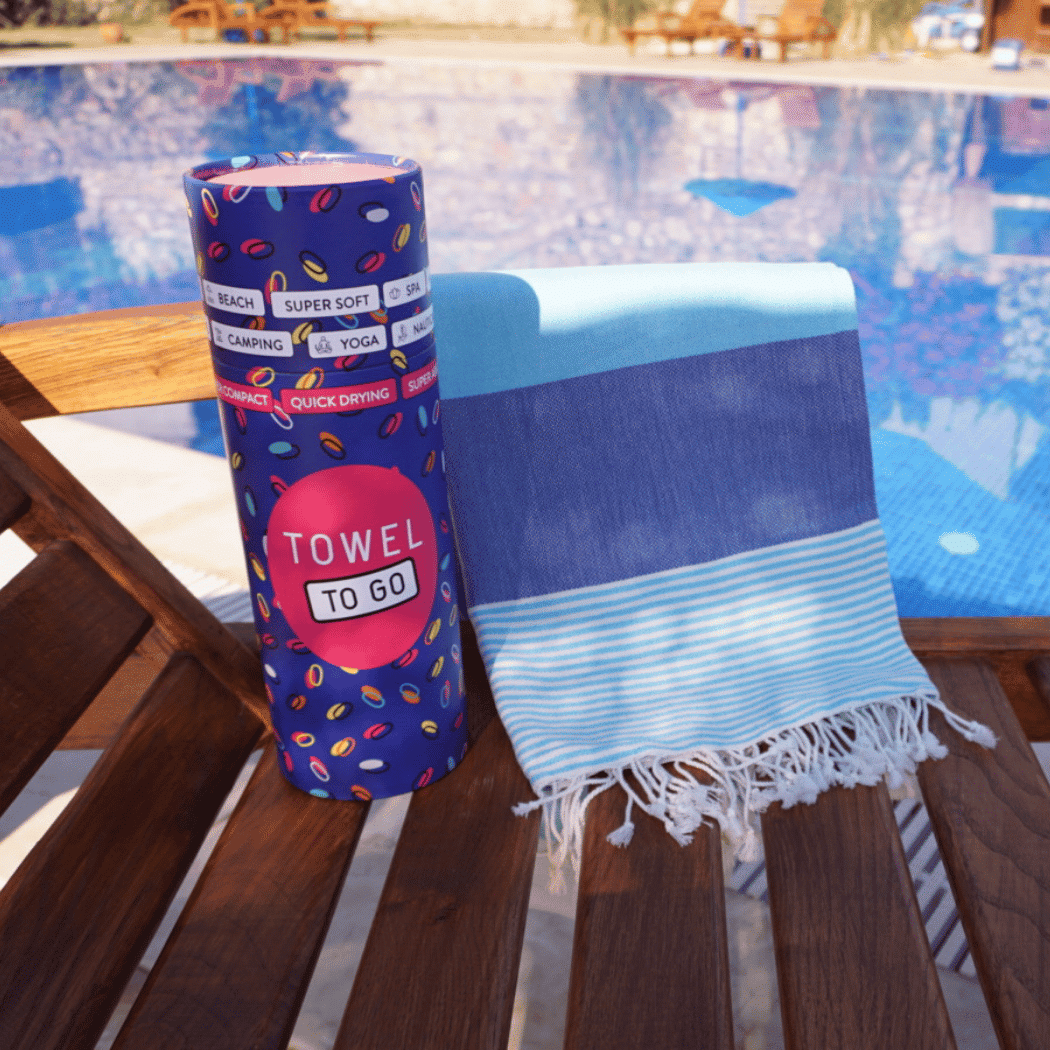 Beach Pool Hammam Towel, Blue Turquoise in Gift Box