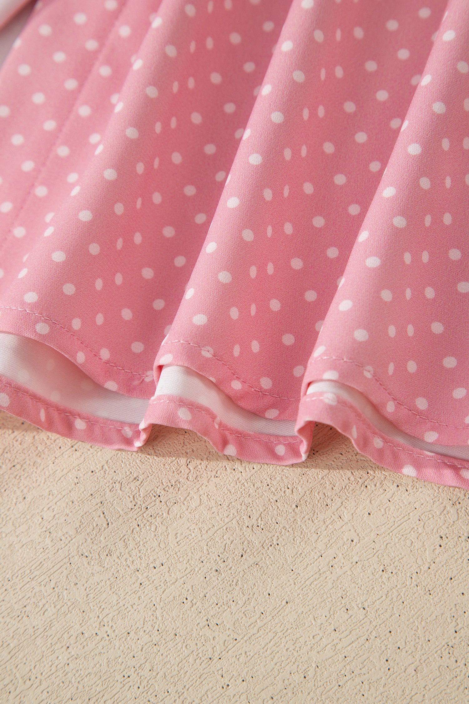Pink Dotted Print Cuffed Short Sleeve Shirt