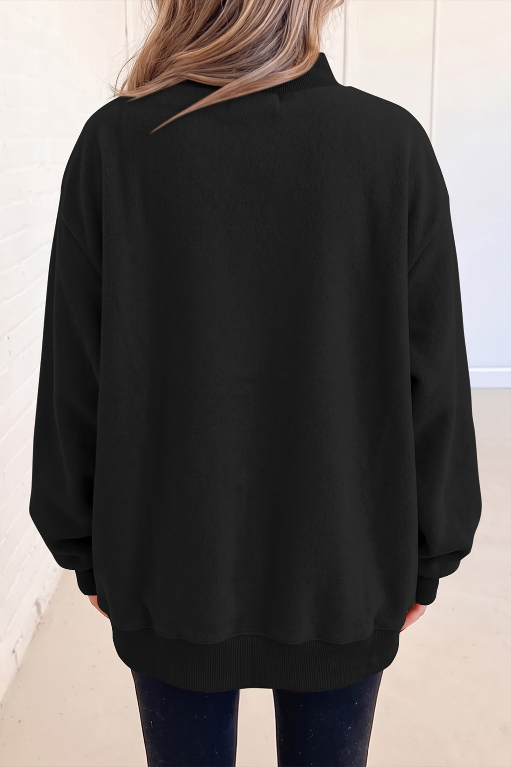 Red Dahlia Oversize Drop Shoulder Reversible Mock Neck Sweatshirt